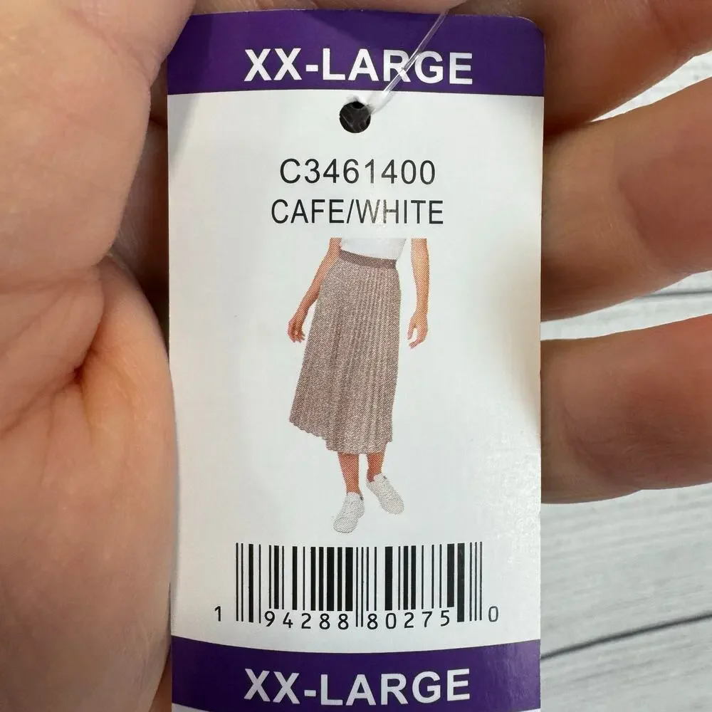 Vince Camuto Plus Size Taupe Speckled Pleated Pull On Midi Skirt Size XXL